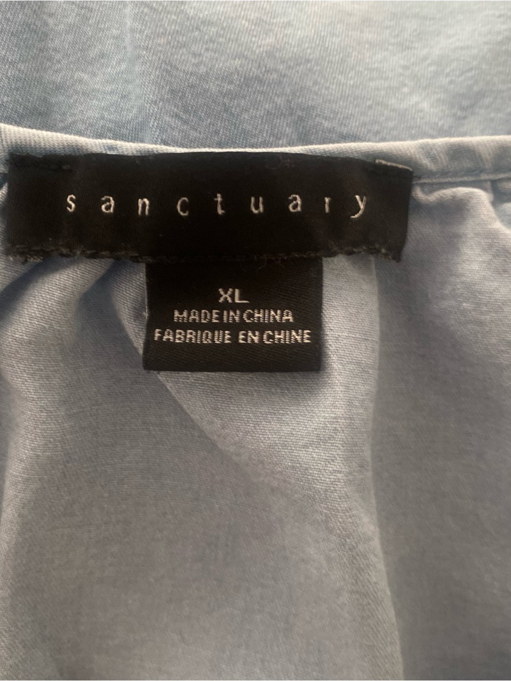 SANCTUARY BUTTON DOWN 3/4 SLEEVE LIGHTWEIGHT BLUE LYOCELL BLOUSE SIZE XL - Picture 3 of 4